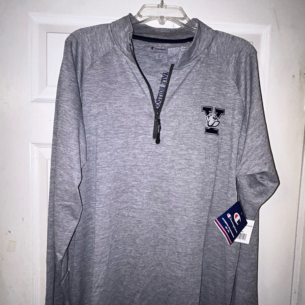 Champion Gray Yale Bulldogs Long Sleeve Quarter-Zip Pullover